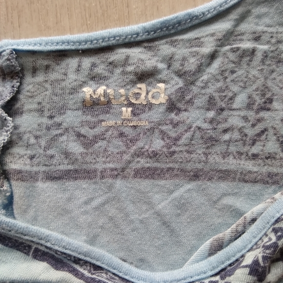 Mudd Short-Sleeve Cold Shoulder T-Shirt Scoop-neck Blue Orange Medium - Picture 5 of 7